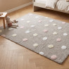Tapis 120x160 lavable coton gris/multico rose