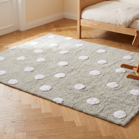 Tapis 120x160 lavable coton pois gris