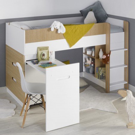 Mid-height bed desk chest of drawers