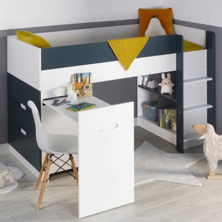 Mid-height bed desk chest of drawers
